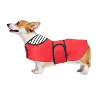 Dog raincoat corgi rain coat pet waterproof jacket fit for corgi weiner wide body long back breeds with reflective stripe great coverage red M