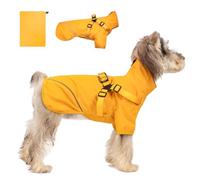 Dog Raincoat for Small Medium Dogs, Waterproof Dog Rain Jacket with Harness Built-in for Wet Weather, Easily Wearable Reflective Dog Slicker, Yellow, M
