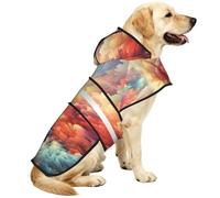 Dog Raincoat Jacket Reflective Adjustable Waterproof Dog Rain Jacket with Leash Hole Windproof Hooded Pet Poncho Rain Coat Colorful Clouds Doggy Slicker for Small to 3X-Large Dogs Walking