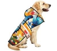 Dog Raincoat Jacket Reflective Adjustable Waterproof Dog Rain Jacket with Leash Hole Windproof Hooded Pet Poncho Rain Coat Colorful with Butterfly Doggy Slicker for Small to 3X-Large Dogs Walking