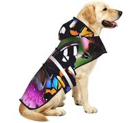 Dog Raincoat Jacket Reflective Adjustable Waterproof Dog Rain Jacket with Leash Hole Windproof Hooded Pet Poncho Rain Coat Colorful Butterfly Doggy Slicker for Small to 3X-Large Dogs Walking
