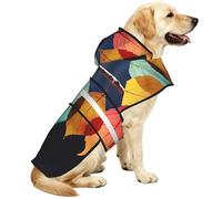 Dog Raincoat Jacket Reflective Adjustable Waterproof Dog Rain Jacket with Leash Hole Windproof Hooded Pet Poncho Rain Coat Colorful Leaves On A String Doggy Slicker for Small to 3X-Large Dogs Walking