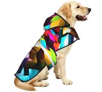 Dog Raincoat Jacket Reflective Adjustable Waterproof Dog Rain Jacket with Leash Hole Windproof Hooded Pet Poncho Rain Coat 3D Colorful Cubes Doggy Slicker for Small to 3X-Large Dogs Walking