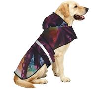 Dog Raincoat Jacket Reflective Adjustable Waterproof Dog Rain Jacket with Leash Hole Windproof Hooded Pet Poncho Rain Coat Abstract Colorful Octopus Doggy Slicker for Small to 3X-Large Dogs Walking