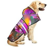 Dog Raincoat Jacket Reflective Adjustable Waterproof Dog Rain Jacket with Leash Hole Windproof Hooded Pet Poncho Rain Coat Colorful Small Flower Doggy Slicker for Small to 3X-Large Dogs Walking
