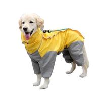 Dog Raincoat,Pet Rain Coat, Pet Dog Raincoat Outdoor Waterproof Clothes Hooded Jumpsuit Overalls For Small Big Dogs Rain Cloak French Bulldog Labrador(Yellow,24)