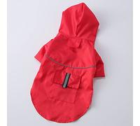 Dog raincoat, Pets Clothes Hooded Raincoats Reflective Strip Dogs Rain Coats Waterproof Outdoor Breathable Net Yarn Jackets(Red,M)