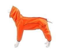 Dog Raincoat Waterproof Dog Coat Jacket Dog Raincoats Waterproof with Legs Small 4 Legged Large Breed Hood Drawstring Design Reflective Thread Tow Rope Hole (M,Orange)