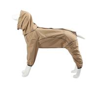 Dog Raincoat Waterproof Dog Coat Jacket Dog Raincoats Waterproof with Legs Small 4 Legged Large Breed Hood Drawstring Design Reflective Thread Tow Rope Hole (M,Brown)