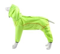 Dog Raincoat Waterproof Dog Coat Jacket Dog Raincoats Waterproof with Legs Small 4 Legged Large Breed Hood Drawstring Design Reflective Thread Tow Rope Hole (M,Green)