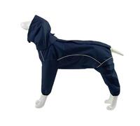 Dog Raincoat Waterproof Dog Coat Jacket Dog Raincoats Waterproof with Legs Small 4 Legged Large Breed Hood Drawstring Design Reflective Thread Tow Rope Hole (M,Blue)