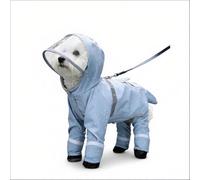 Dog Raincoat Waterproof Lightweight Pet Poncho Jacket with Hood Breathable Puppy Rain Gear Adjustable Reflective Slicker for Small Dogs