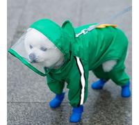 Dog raincoat, Waterproof Puppy Dog Raincoatsjacket with Hood for Small Medium Dogs Poncho with Reflective Strap Honey Bee Bear Dinosaur(Green,XS)