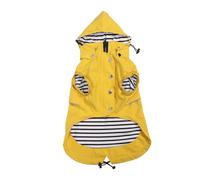 Dog raincoat waterproof raincoats dog rain jacket buttons zipper hood drawstring suitable for small medium yorkie terrier schnauzer poodle border collie labrador 8lbs to 80lbs Yellow S