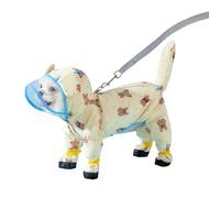 Dog Raincoat with Boots - Waterproof Full-Coverage Pet Rain Jacket with Hood Removable Tail Cover PU Sole Leash Ring Adjustable Magic Tape Rainwear for Rainy Day Walks (XXL(8-10kg),Bear)