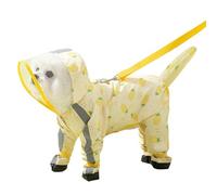 Dog Raincoat with Boots - Waterproof Full-Coverage Pet Rain Jacket with Hood Removable Tail Cover PU Sole Leash Ring Adjustable Magic Tape Rainwear for Rainy Day Walks (M(4-5kg),Pineapple)