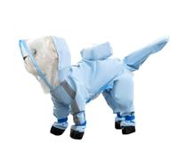 Dog Raincoat with Boots - Waterproof Full-Coverage Pet Rain Jacket with Hood Removable Tail Cover PU Sole Leash Ring Adjustable Magic Tape Rainwear for Rainy Day Walks (XXL(8-10kg),Blue)