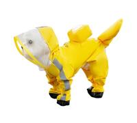 Dog Raincoat with Boots - Waterproof Full-Coverage Pet Rain Jacket with Hood Removable Tail Cover PU Sole Leash Ring Adjustable Magic Tape Rainwear for Rainy Day Walks (S(2-4kg),Yellow)