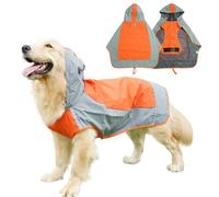 Dog Raincoat with Hood, Adjustable Raincoat Dog, Waterproof Dog Coat, Rain Jacket Dog with Reflective Strips for Small, Medium and Large Dogs (XL)