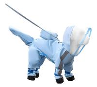 Dog Raincoat with Hood, Cloud Blue Full Coverage 4 Legs Waterproof Dog Rain Cloth, Pet Rain Coat for Small Dogs, Back Length 11.8 in / 30 cm, Foot and Tail Coverage
