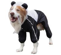 Dog Raincoat with Hood - PU Waterproof Pet Rain Suit Lightweight Reflective Puppy Jacket with Leash Ring for Small Medium Large Dogs Outdoor Walking Hiking Travel (Black,XX-Large)
