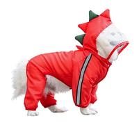 Dog Raincoat with Hood - PU Waterproof Pet Rain Suit Lightweight Reflective Puppy Jacket with Leash Ring for Small Medium Large Dogs Outdoor Walking Hiking Travel (Red,XXXX-Large)