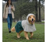 Dog Raincoat with Hood, Waterproof & Breathable Rain Jacket with Leash Hole