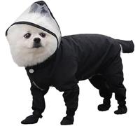 Dog Raincoat with Hood - Waterproof Full Coverage Four-Leg Rain Suit with Shoes Quick Dry Outdoor Pet Rain Jacket for Small Medium Large Dogs Walking Hiking Travel (Black,XXL)