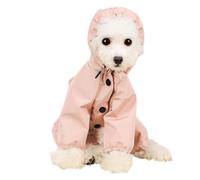 Dog Raincoat with Hood, Waterproof Pet Jacket for Rainy Days - Rain Gear Jumpsuit with Elastic Bands for Small to Medium Dogs and Large to Medium Cats