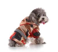 Dog Raincoat with Hoodies - Cute Waterproof Dog Rain Jacket Four Legs Jumpsuit Outfits Lightweight Pet Rainwear Puppy Cat Clothes for Rain Days Outdoor Walking Camping (#4,L)