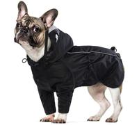 Dog Raincoat with Legs, Dog Coats Waterproof with Harness Hole for Rainy Days(Black, M)