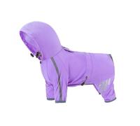 Dog Raincoat With Reflective Strips, Waterproof Jumpsuit For Small Dogs, Full Body Protection For Chihuahua Maltese Pug(Purple,L)