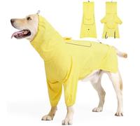Dog Raincoats for Medium Dogs, Waterproof Two-Legged Dog Rain Coat with Leash Hole, Storage Bag & Adjustable Hood and Chest Drawstring, Reflective Full Coverage Rain Jacket