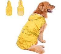 Dog Raincoats Waterproof with Hood, Lightweight Dog Jacket with Leash Hole, Adjustable Reflective Pet Rain Coat for Medium Large Dogs