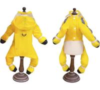 Dog RaincoatSmall with D-Ring,Full Coverage Waterproof Dog Rain Poncho Jumpsuit with Rain Boots Four-Legged Slicker Rainwear for Small Medium Dogs_S(Blue)(Yellow,M:Back Length:25cm)