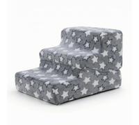 ＡＷＨＡＯ Dog Ramp and Stairs Easy to Assemble Dog Ramp with Textile Cover Portable Foam Pet Steps for Older Pets, Cats, Indoor, Blue Star, Large Three-Tier