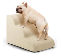 Dog Ramp and Stairs for Small Dogs & Cats,3-Step Pet Stairs for Couch Sofa and Chair,Indoor Anti-Slip Dog Stairs for Old Cats and Puppy,Beige