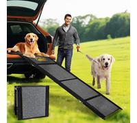 Dog Ramp Car Foldable 170 x 50 cm Grey with Non-Slip Carpet Surface, up to 70 kg, Lightweight Aluminium Pet Ramp for Cars, Trucks, SUVs and Outdoor Stairs