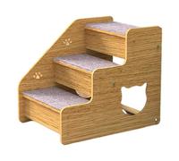Dog Ramp for Bed - 3 Tier Wooden Ladder with Non-Slip , Stable Access for Small Medium Pets and Senior Cats, Folding Sofa Ramp | Rammpa