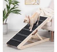Dog Ramp for Bed - Foldable Small to Large Dog Ramp for Couch - 6 Adjustable Height from 30.5 to 61cm - Stairs with High Traction Mat - Wooden Portable Ramp for Dogs to Get on Bed Couch Car Up to 90kg