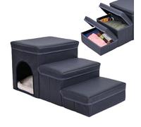 Dog Ramp for Bed | Removable Lightweight Pet Ladder With Storage Box - Dog Stairs for High Bed - for Medium Large Cat Puppy Sofa Couch Apartment Balcony Terrace Garden