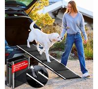Dog Ramp for Car - 63" Long & 17" Wide, Adjustable Foldable Pet Ramp with Reflective Strips & Non-Slip Surface, Lightweight & Portable Pet Stairs for Large & Small Dogs, SUV, Truck, Bed & Couch