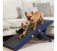 Dog ramp for Couch PRIORPET - Birchwood Foldable Dog ramp - Adjustable 7" to 20" - Landing Platform Seamlessly Connects - Anti-Slip Grip - Pet Ramp for Small Dogs up to 170lbs - Blue