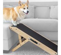 Dog ramp for Couch PRIORPET - Birchwood Foldable Dog ramp - Adjustable 7" to 20" - Landing Platform Seamlessly Connects - Anti-Slip Grip - Pet Ramp for Small Dogs up to 170lbs - Natural