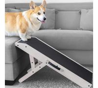 Dog ramp for Couch PRIORPET - Birchwood Foldable Dog ramp - Adjustable 7" to 20" - Landing Platform Seamlessly Connects - Anti-Slip Grip - Pet Ramp for Small Dogs up to 170lbs - White