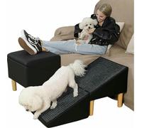 Dog Ramp for Couch; Wide All-in-one Split Ottoman Dog Steps for Bed,Solid Wood, Foldable Pet Stairs for Large and Small Dogs