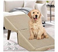 Dog Ramp Ottoman, 2-in-1 Lightweight Folding Dog Ottoman Ramp, Small Dog Ramp for Bed for Bed Couch Car Ramps,beige