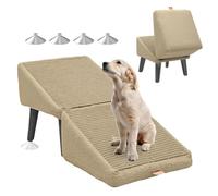 Dog Ramp Ottoman, 2-in-1 Lightweight Folding Ramp for Dogs, Dog Ottoman Ramp for Bed, Couch, Pet Steps,beige