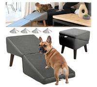 Dog Ramp Ottoman, Gentle 23 Incline Indoor Dog Ramp, Ramp for Dogs to Get on Couch for Bed, Couch, Pet Steps,gray