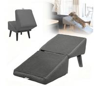 Dog Ramp Stairs, 2-in-1 Convertible Wooden Step Stool for Small Dogs and Cats, Folding Non-Slip Portable Pet Ladder for Bed and Couch